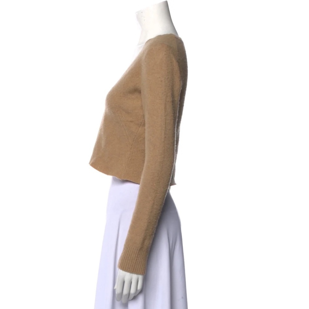 Reformation Knit Long Sleeve V-Neck Cropped Top in Tan One Size - Picture 9 of 9
